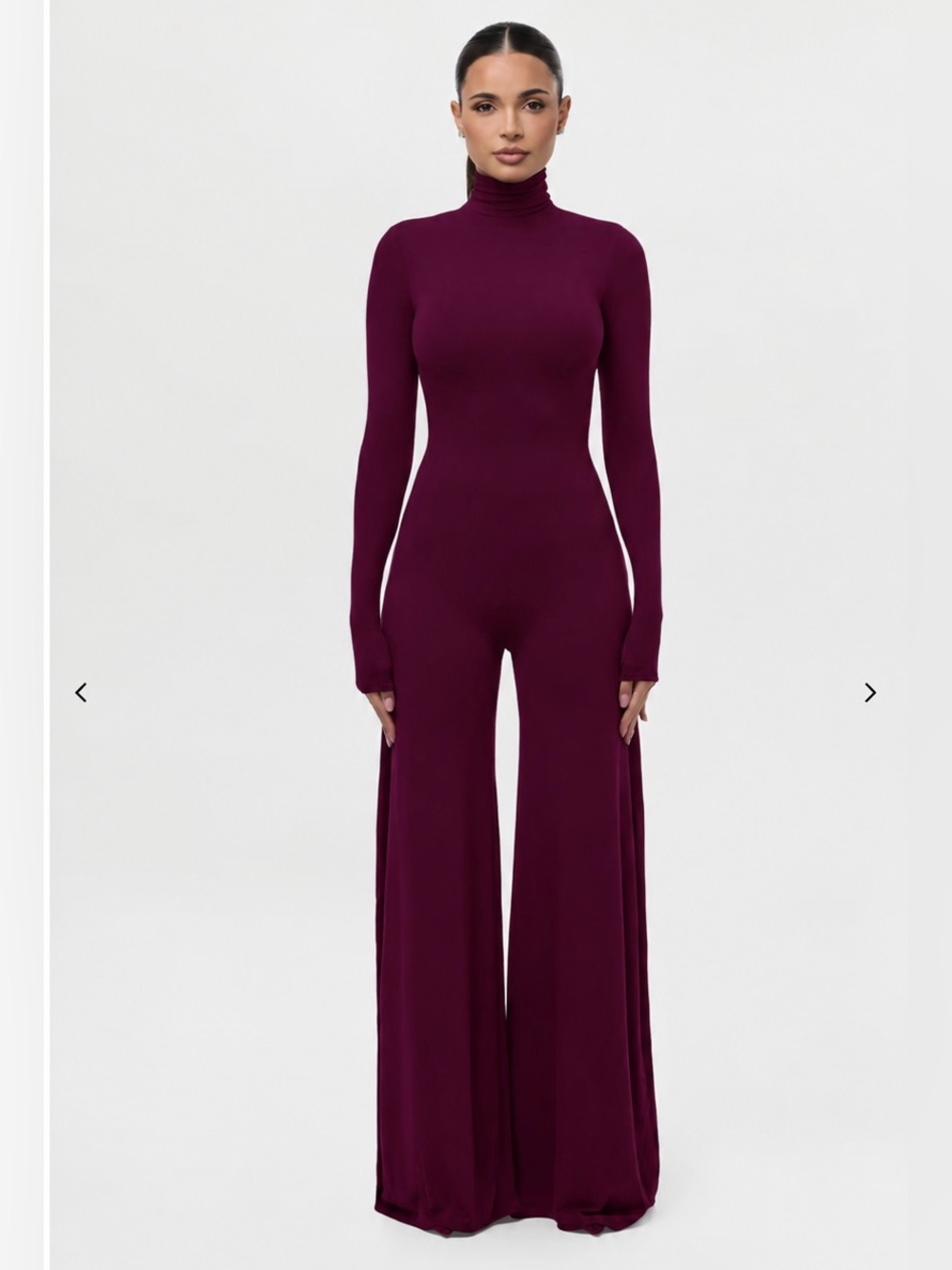 Naked Wardrobe NW Sculpt Wide-Leg Jumpsuit Dark Berry